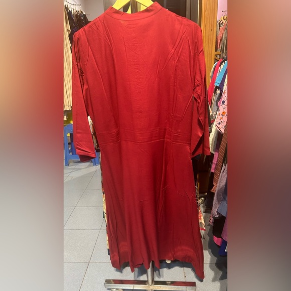 Embroidery kurta wine- colour Reyon - Picture 7 of 11